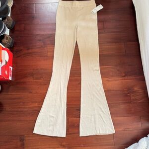 Urban Outfitters Cream Ribbed Flare Pants